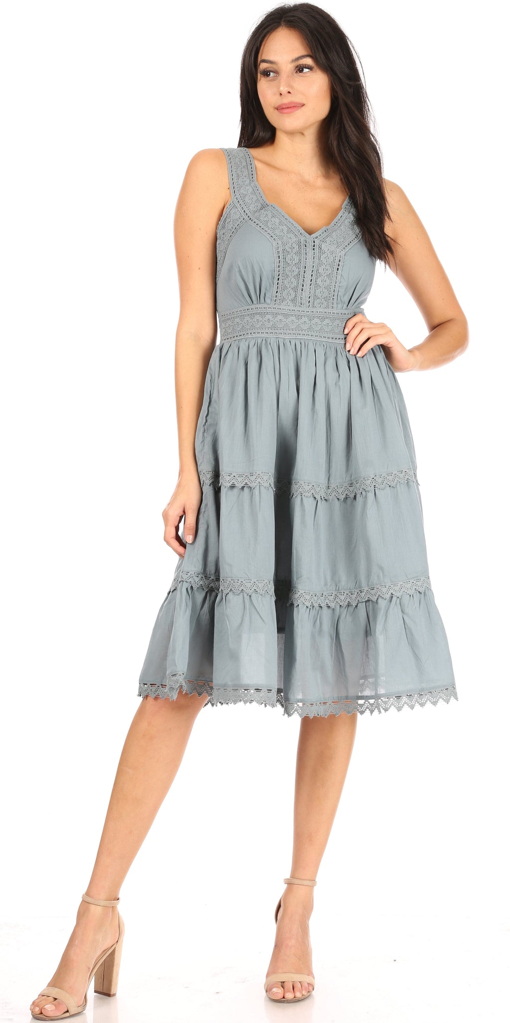 Sakkas Presta Embroidered Lace Tank Dress, Lined & Sleeveless, S–3X