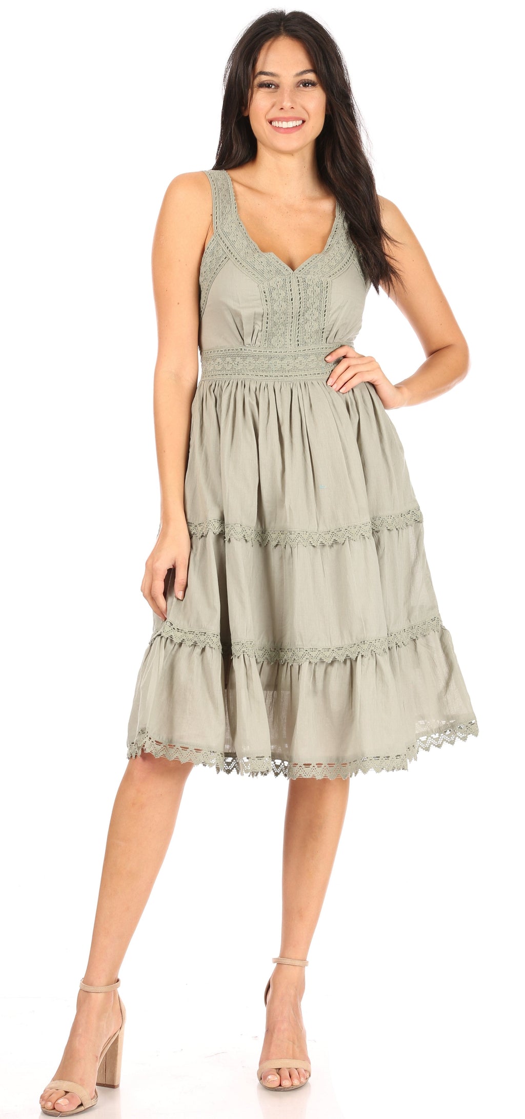 Sakkas Presta Embroidered Lace Tank Dress, Lined & Sleeveless, S–3X