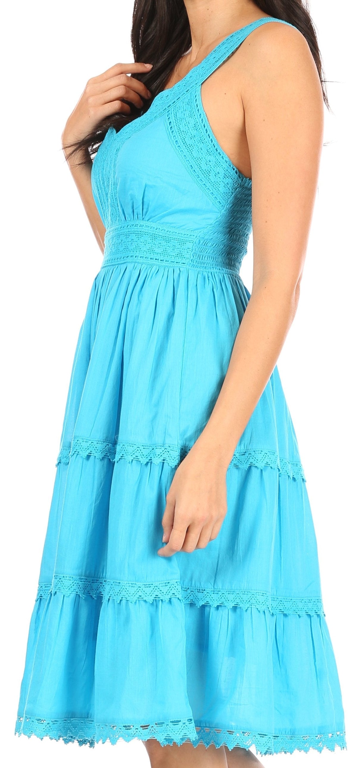 Sakkas Presta Embroidered Lace Tank Dress, Lined & Sleeveless, S–3X