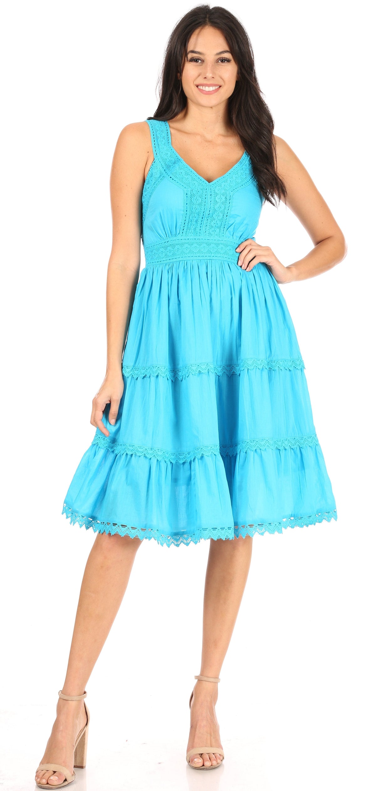 Sakkas Presta Embroidered Lace Tank Dress, Lined & Sleeveless, S–3X