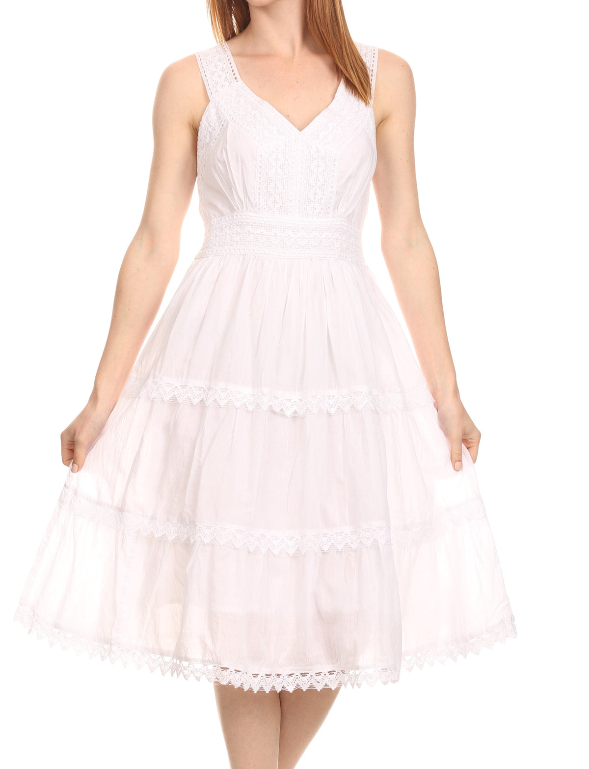Sakkas Presta Embroidered Lace Tank Dress, Lined & Sleeveless, S–3X
