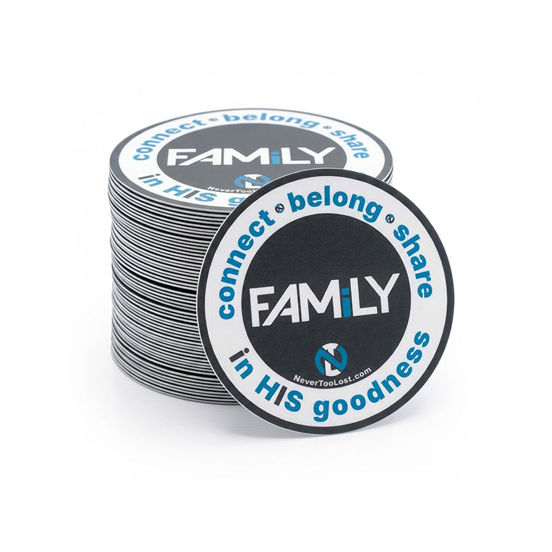 FAMiLY Circular Vinyl Sticker – Connect • Belong • Share