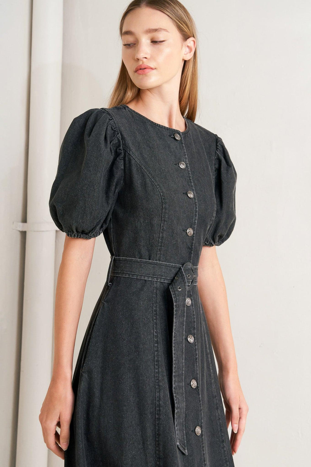 IN MY MIND DENIM MIDI DRESS