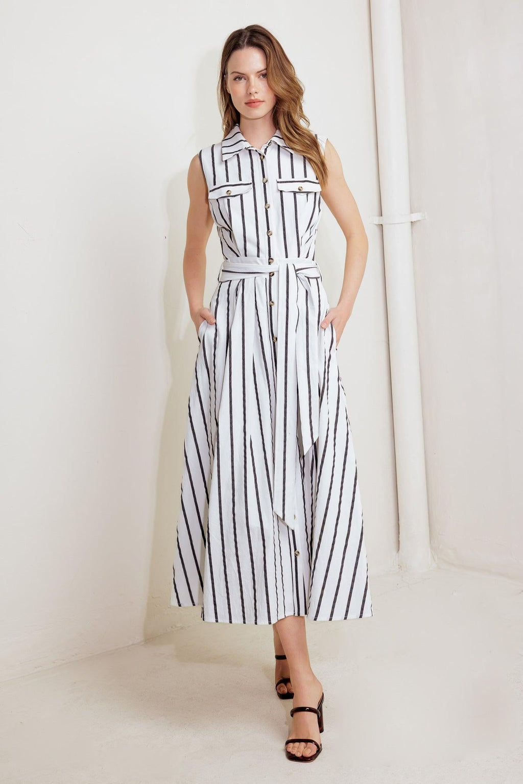HUGS & VANILLA CLOUDS WOVEN MIDI DRESS