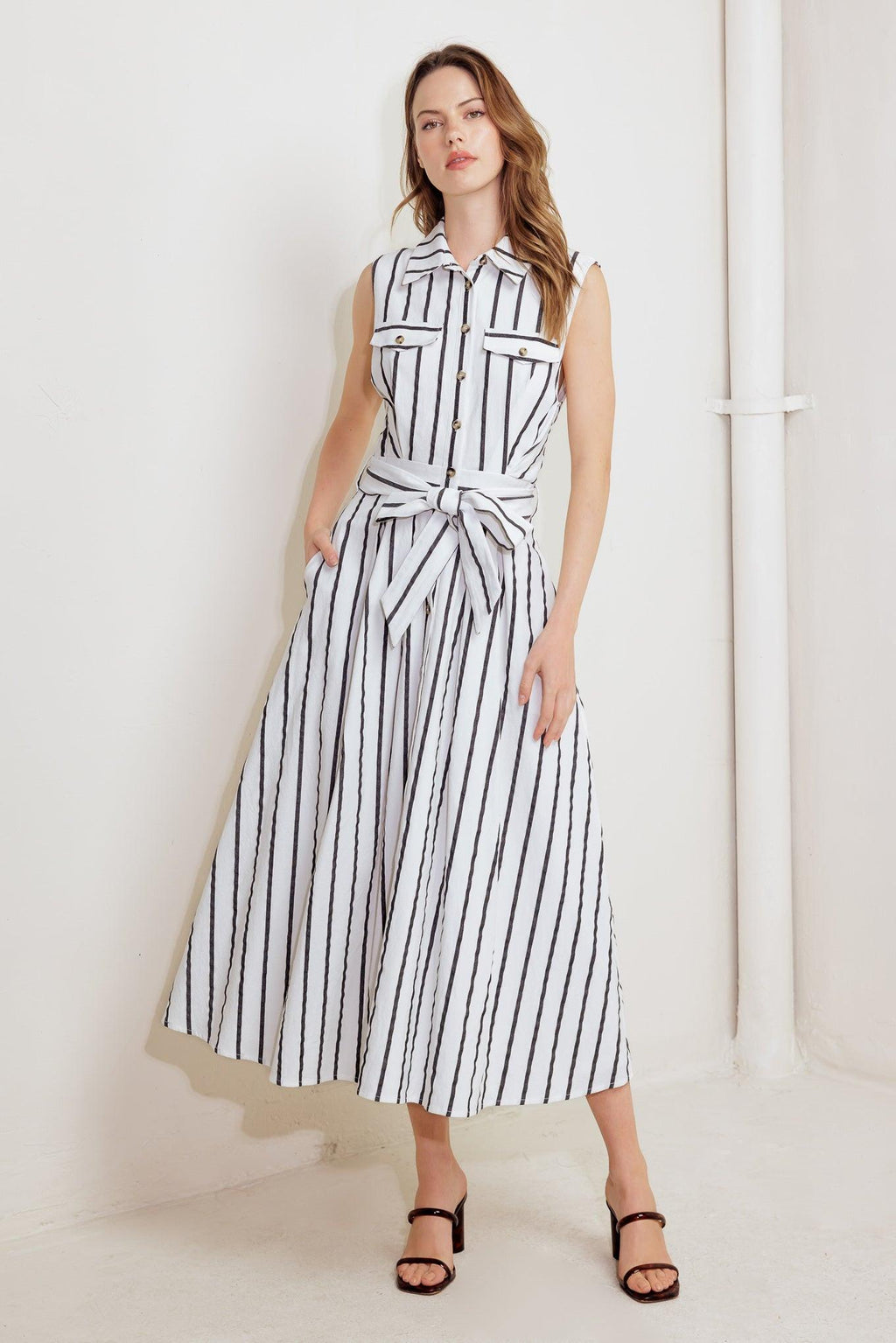 HUGS & VANILLA CLOUDS WOVEN MIDI DRESS