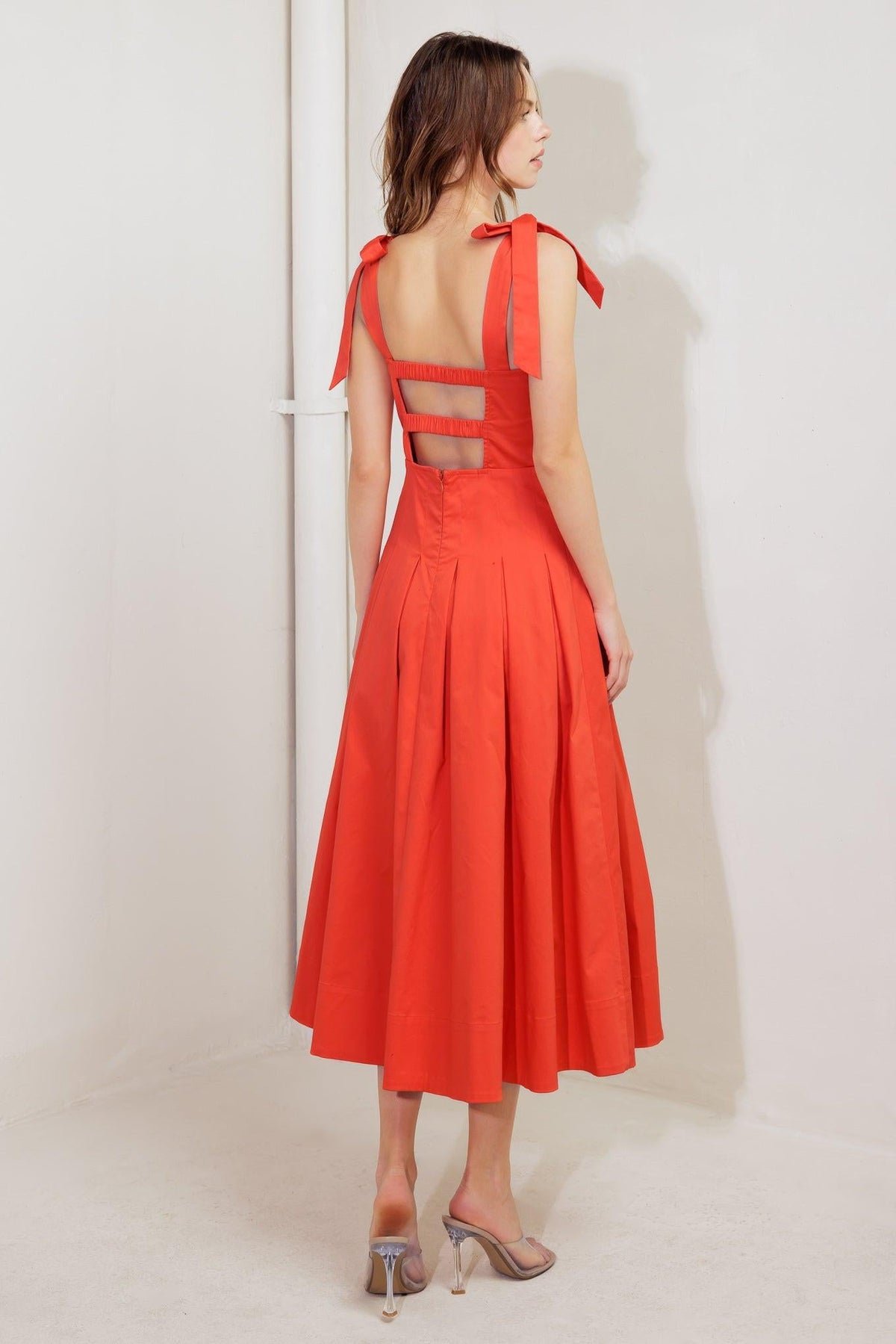 GENTLE SHADE WOVEN MIDI DRESS