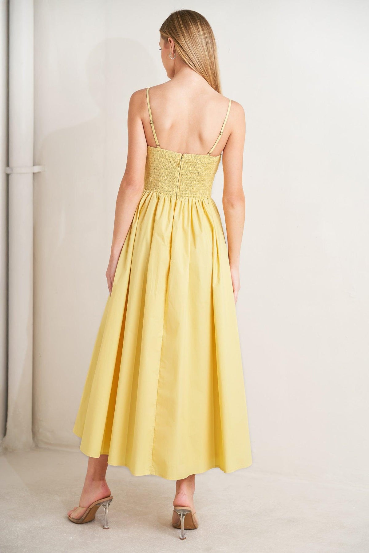 LEMON KISS WOVEN MIDI DRESS