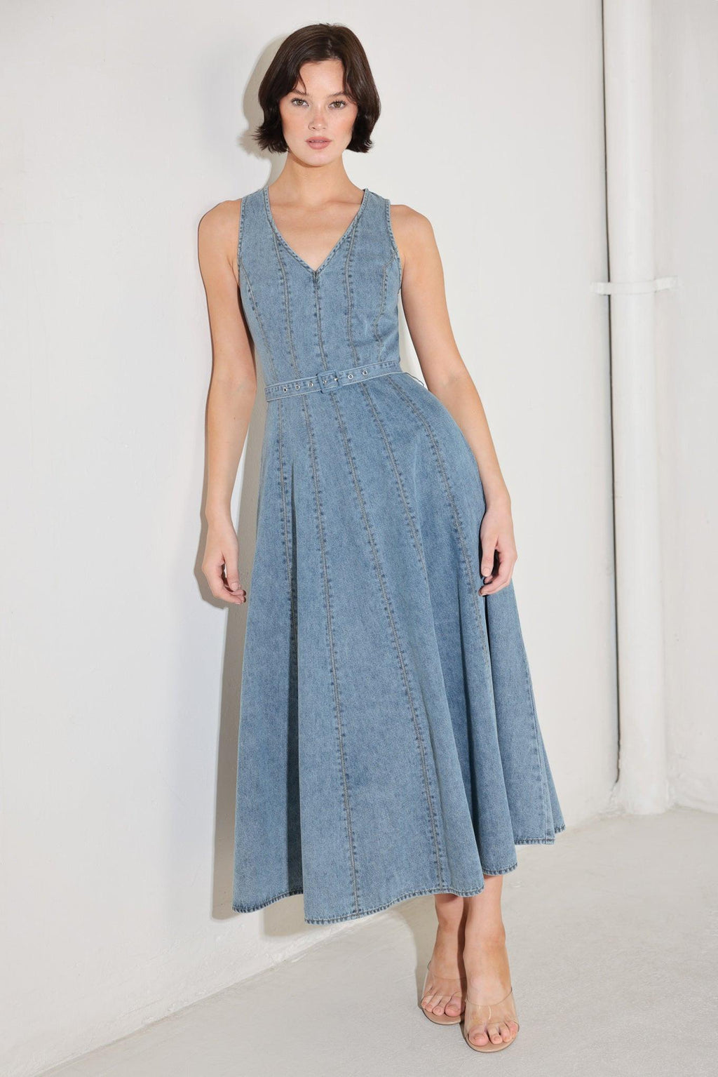 SIMPLY STUNNING DENIM MIDI DRESS