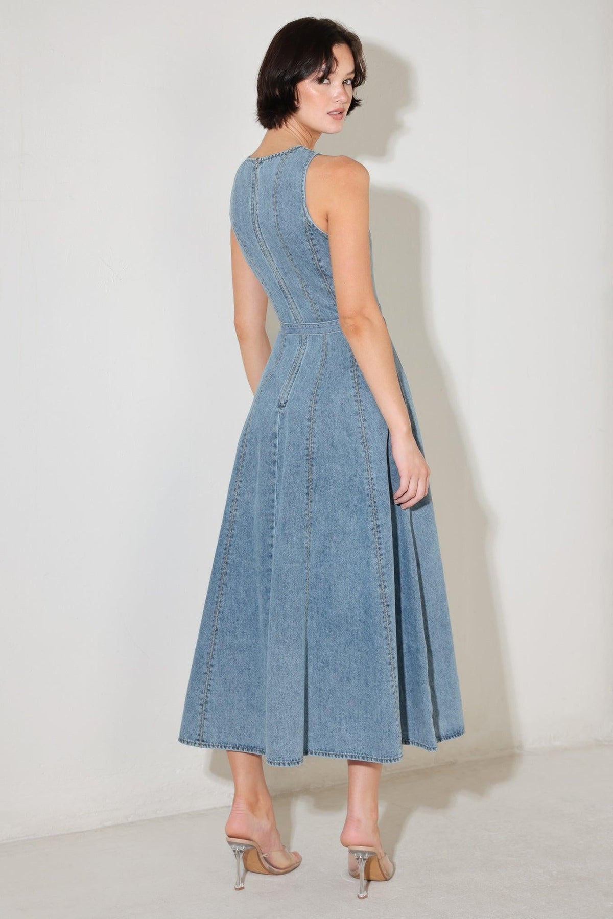 SIMPLY STUNNING DENIM MIDI DRESS