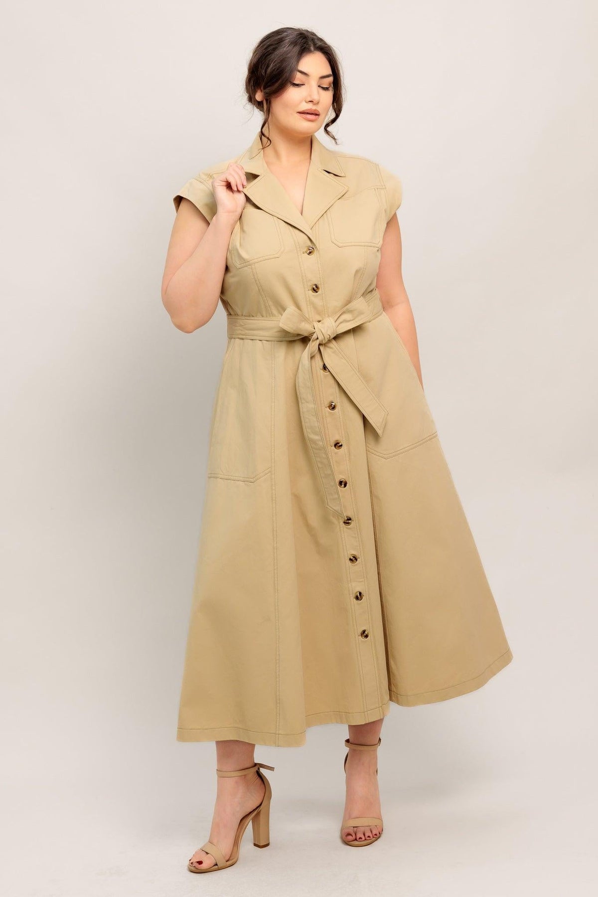NATURAL INSTINCT WOVEN MIDI DRESS
