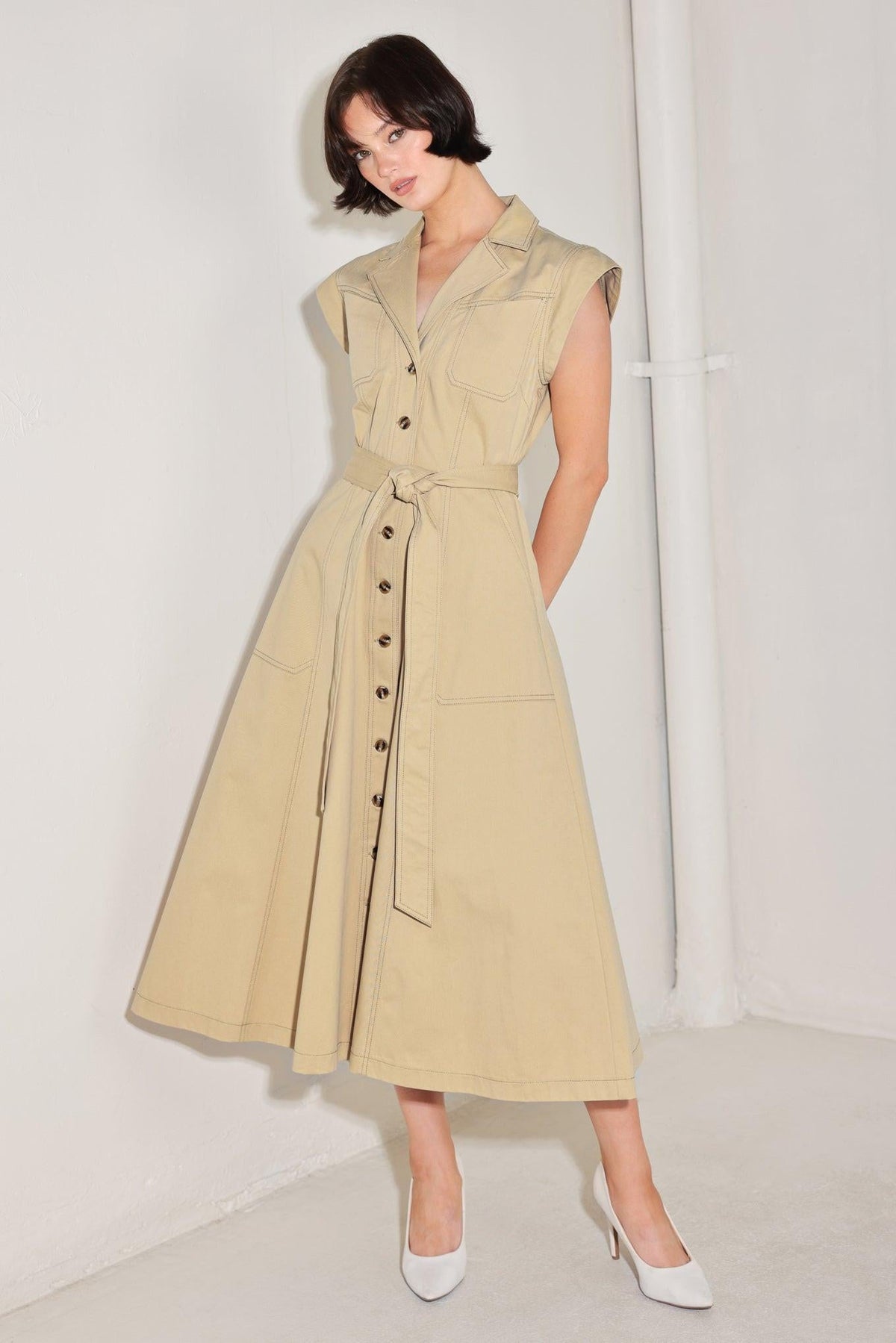 NATURAL INSTINCT WOVEN MIDI DRESS