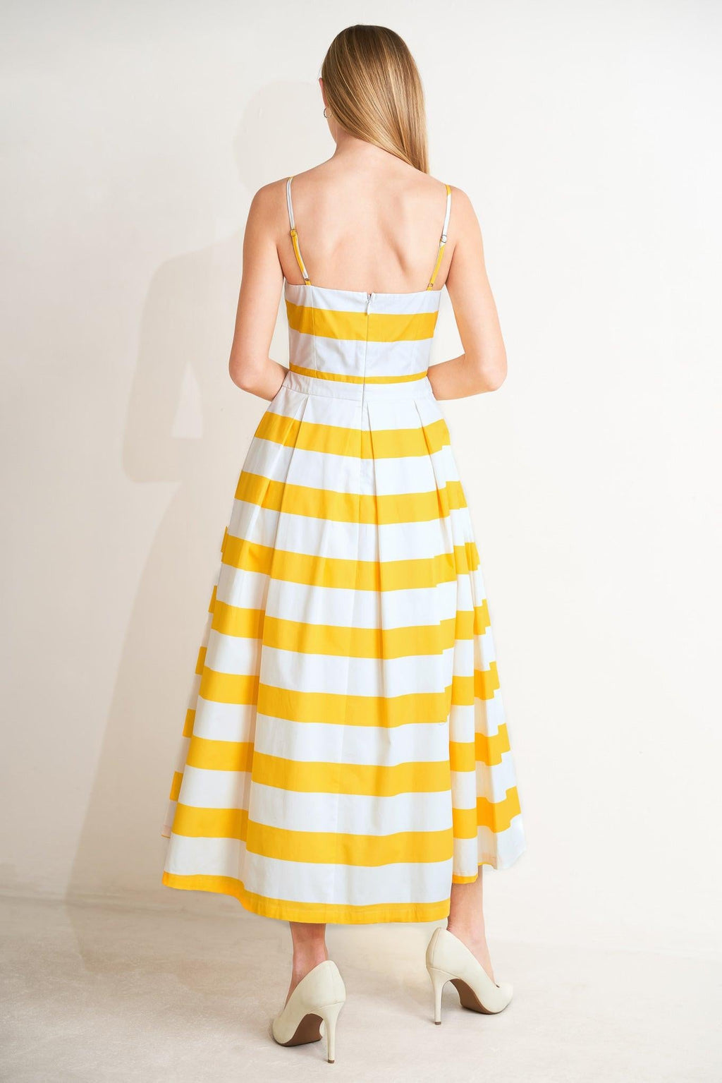 HONEY GLOW WOVEN MIDI DRESS