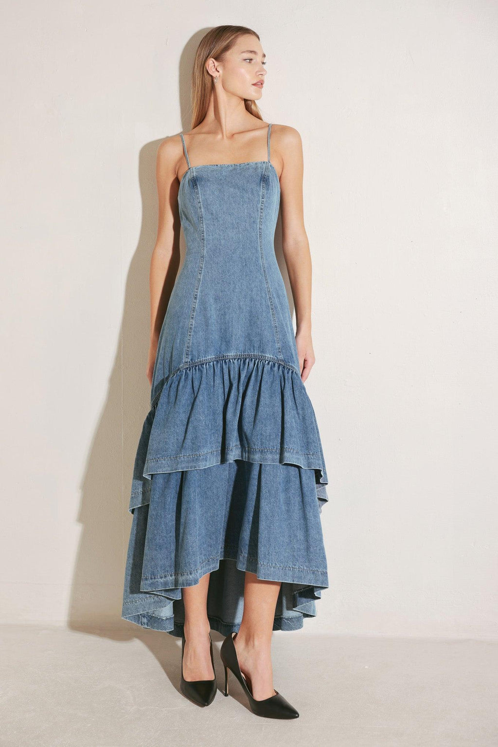 RUNWAY REBEL DENIM MIDI DRESS