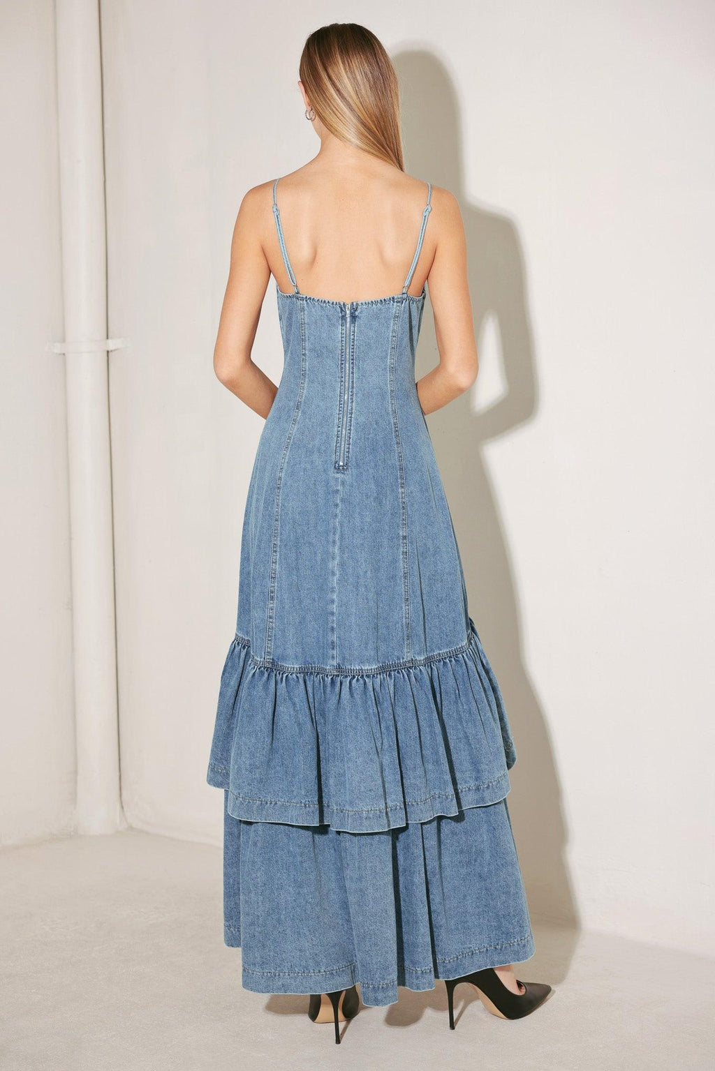 RUNWAY REBEL DENIM MIDI DRESS