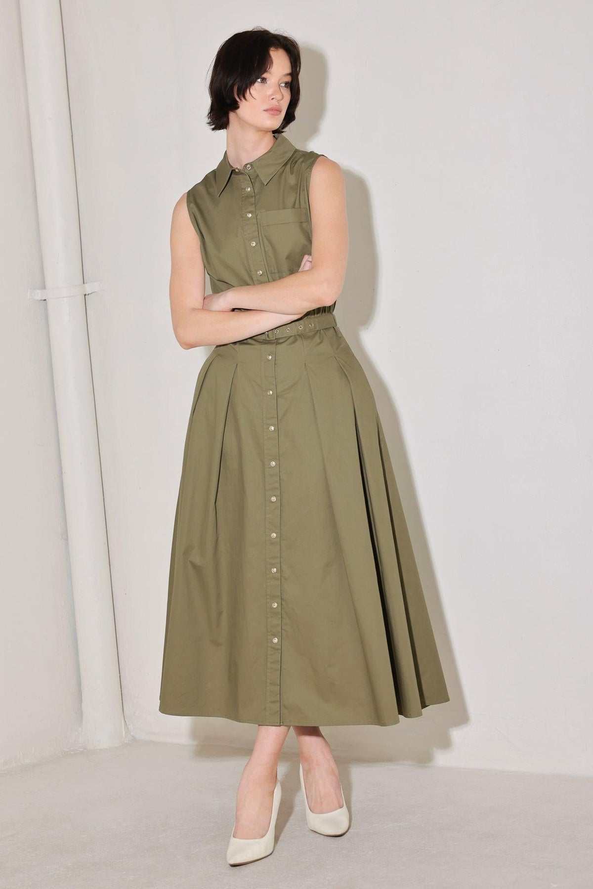 SIMPLY UNSTOPPABLE WOVEN MIDI DRESS