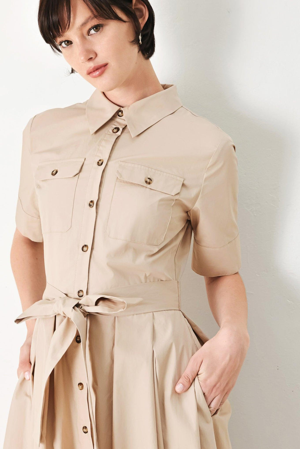 DESERT ICON WOVEN MIDI SHIRT DRESS