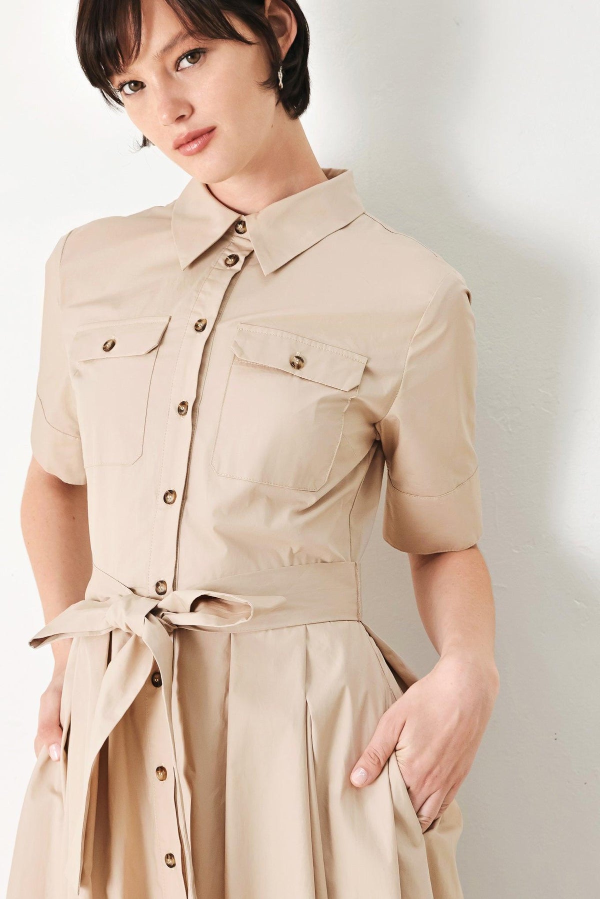 DESERT ICON WOVEN MIDI SHIRT DRESS