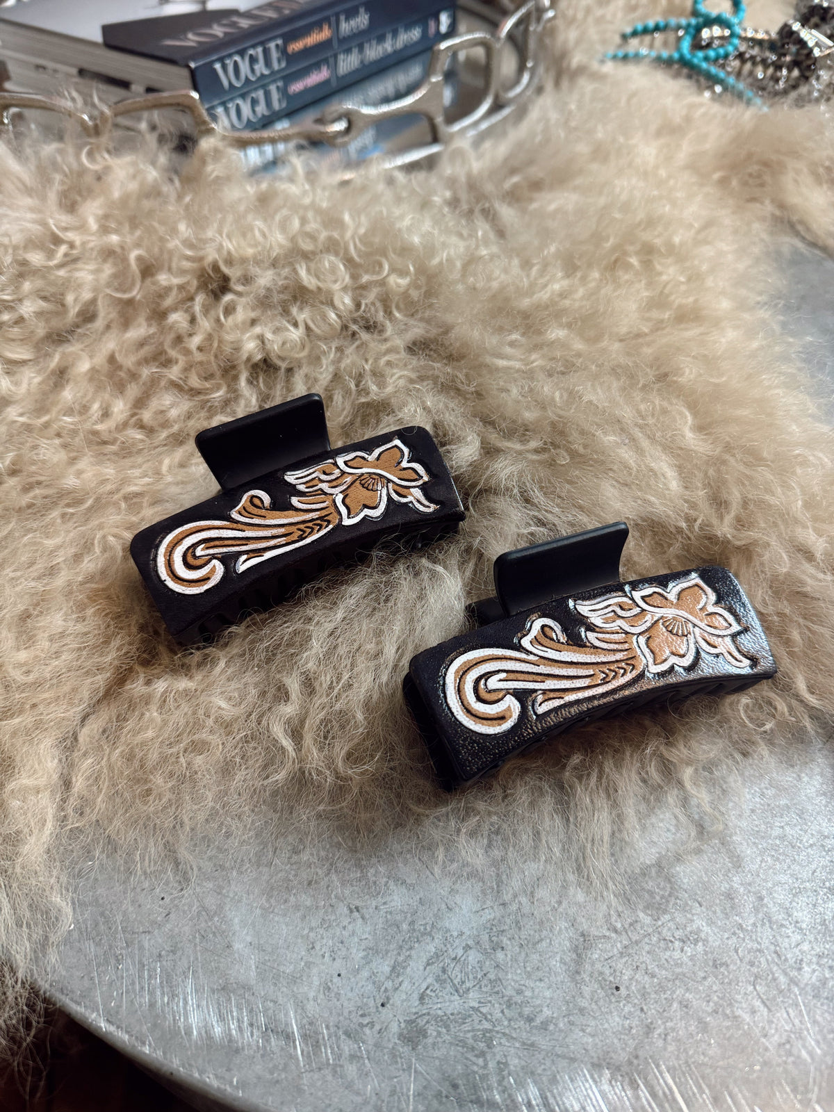 The Floral Tooled Hair Clip