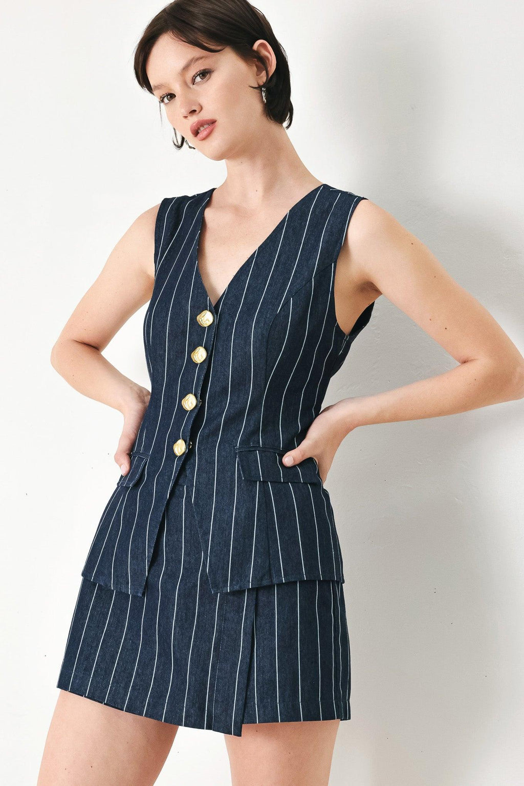 BOSS BABE STRIP WOVEN VEST