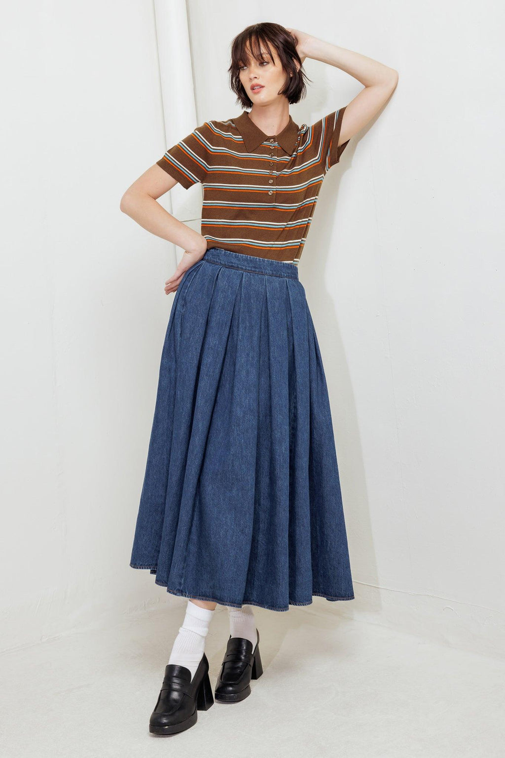 DEAR MOMENT DENIM FULL SKIRT