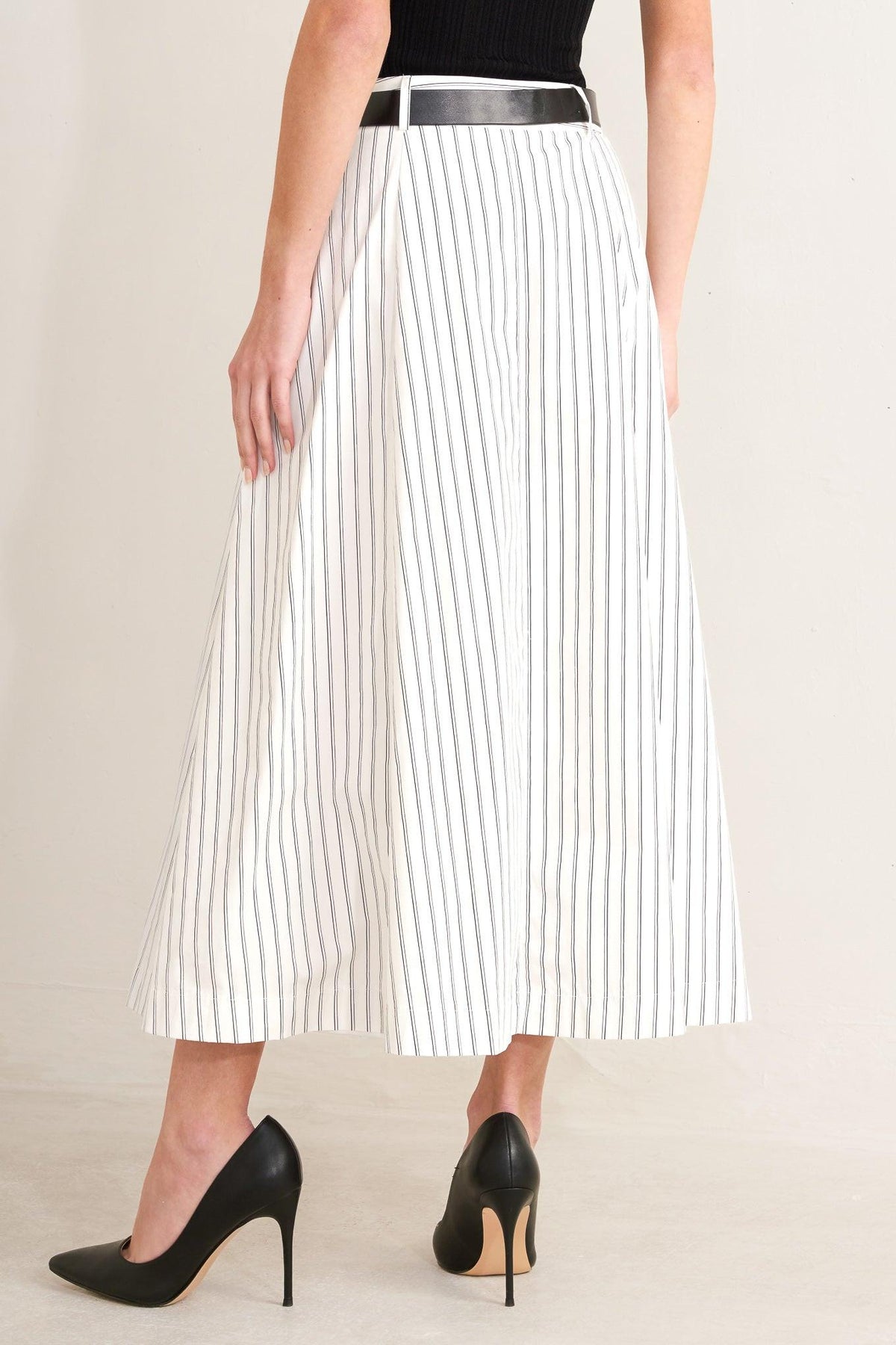 UPTOWN STRIPE WOVEN MDI CIRCLE SKIRT