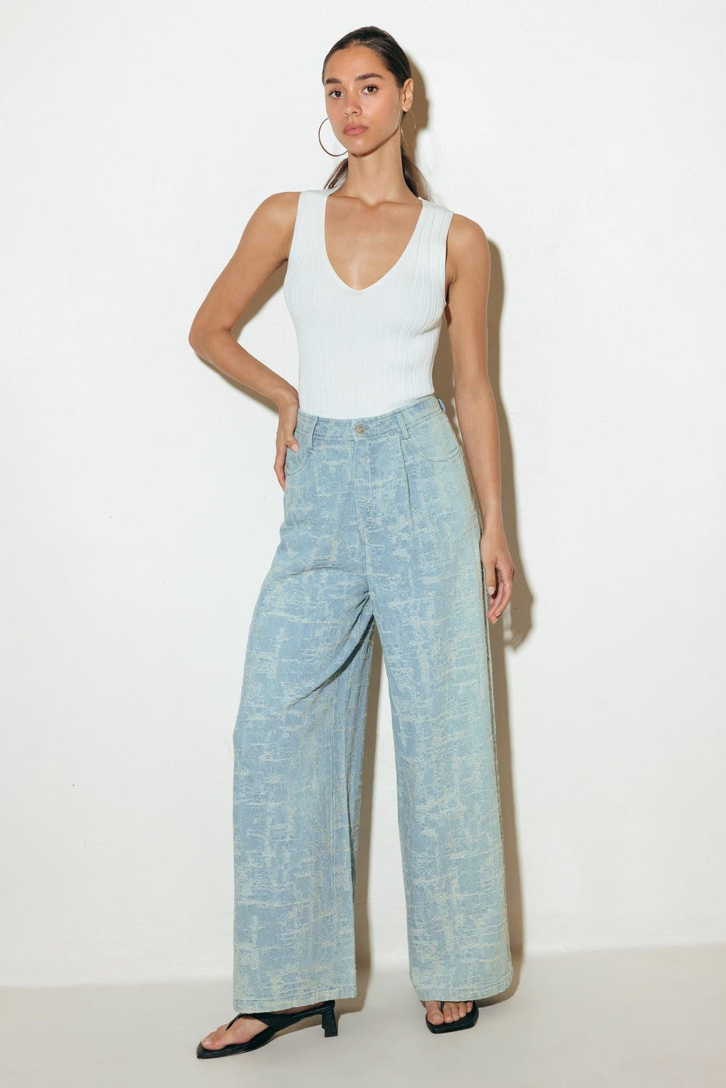 AIRY ROMANCE WIDE LEG DENIM PANTS