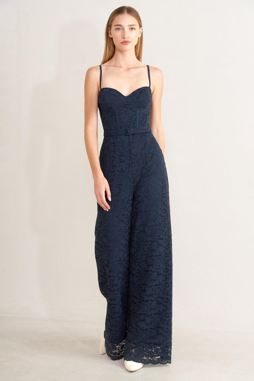 EVENING MUSE WOVEN LACE JUMPSUIT