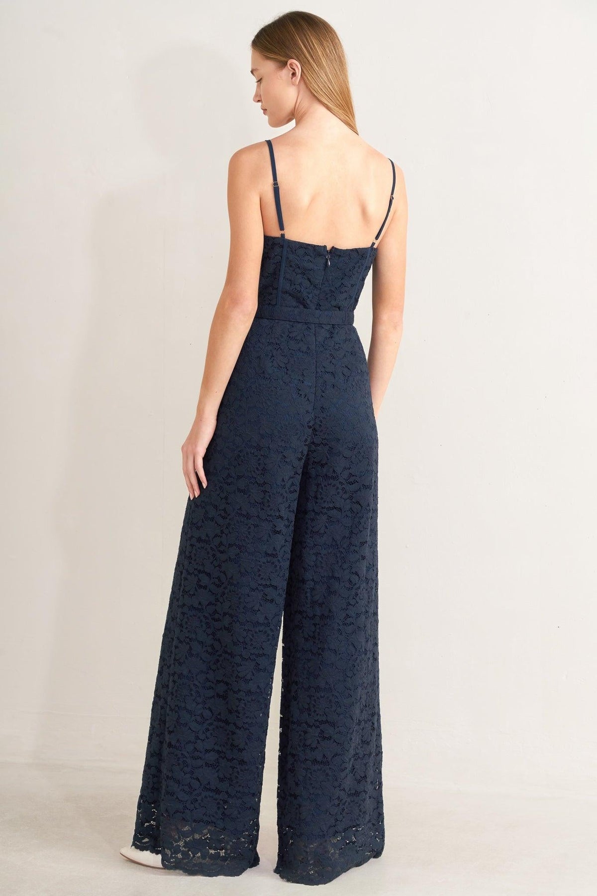 EVENING MUSE WOVEN LACE JUMPSUIT