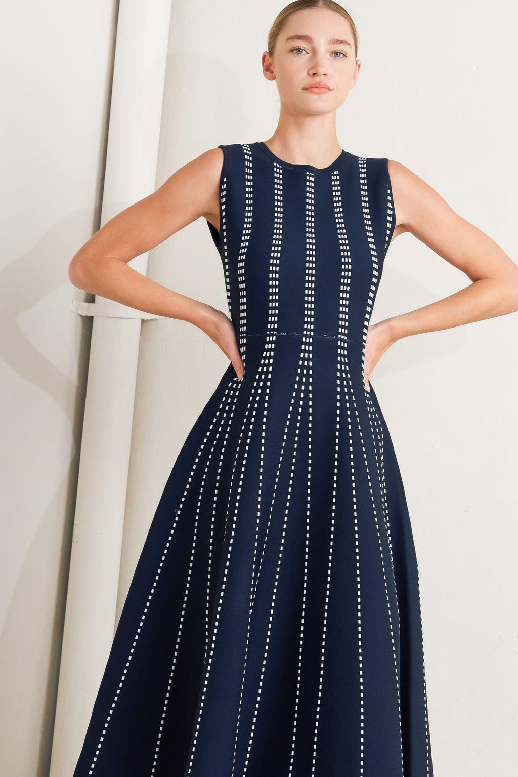 PERFECTLY POISED JACQUARD SWEATER MIDI DRESS