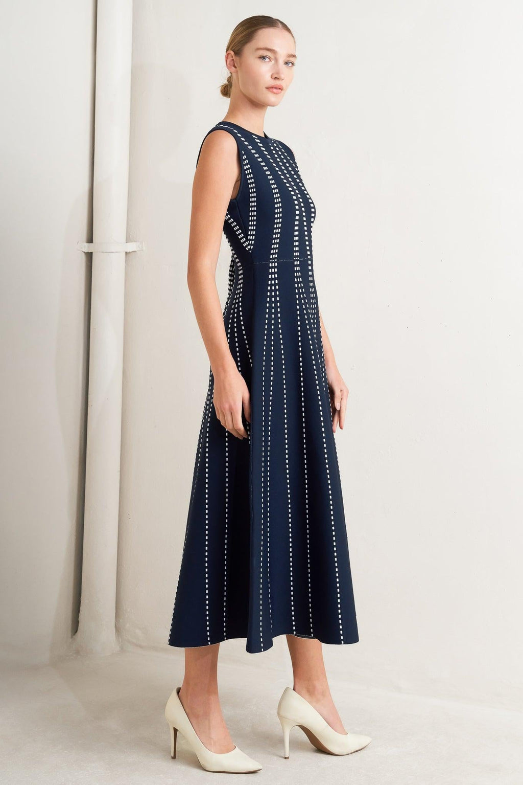 PERFECTLY POISED JACQUARD SWEATER MIDI DRESS