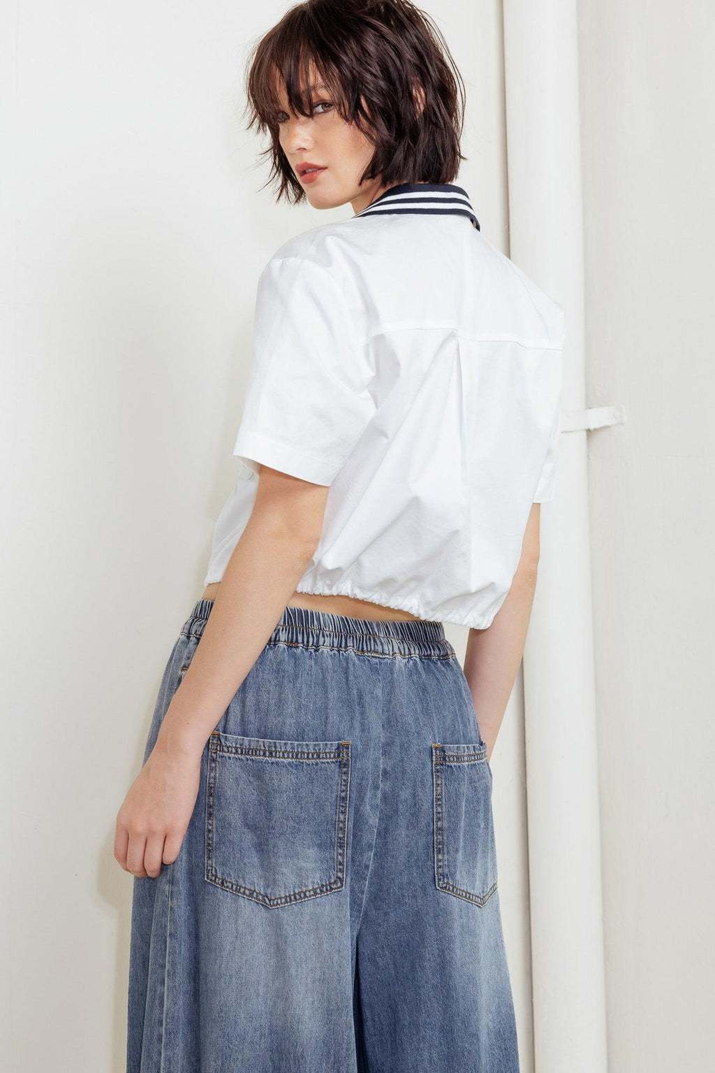 COASTAL COLLAR WOVEN CROP TOP