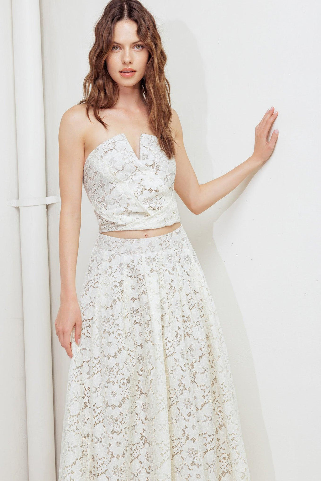 CHANTILLY FLAIR WOVEN LACE TUBE TOP