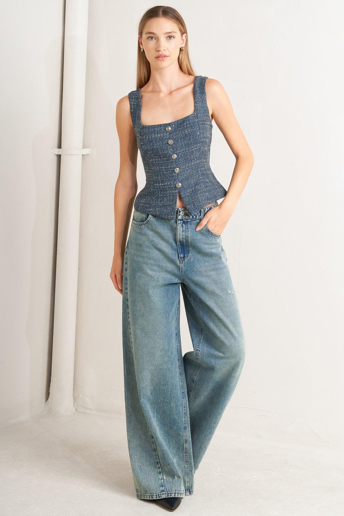 STUDIO FEMME LOOK TWEED TOP