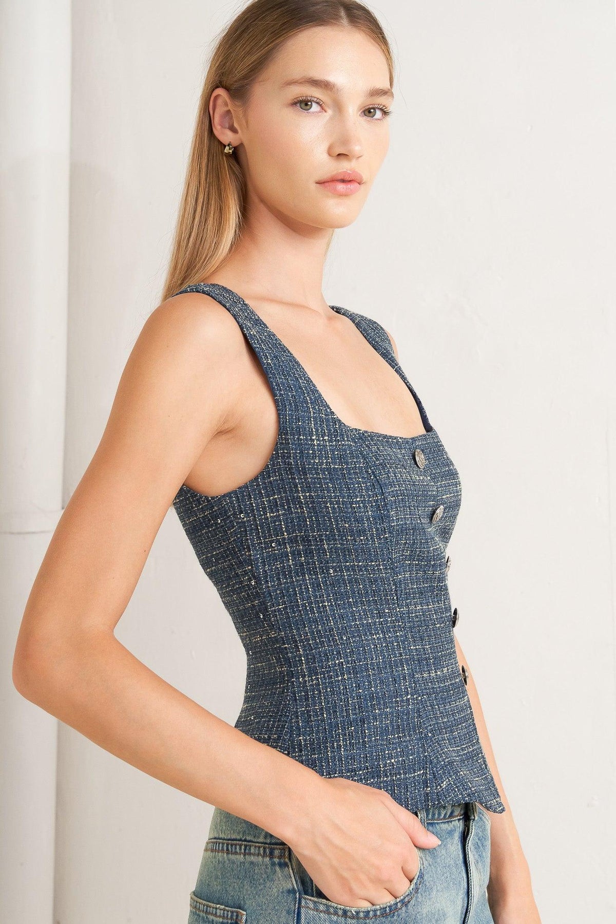 STUDIO FEMME LOOK TWEED TOP