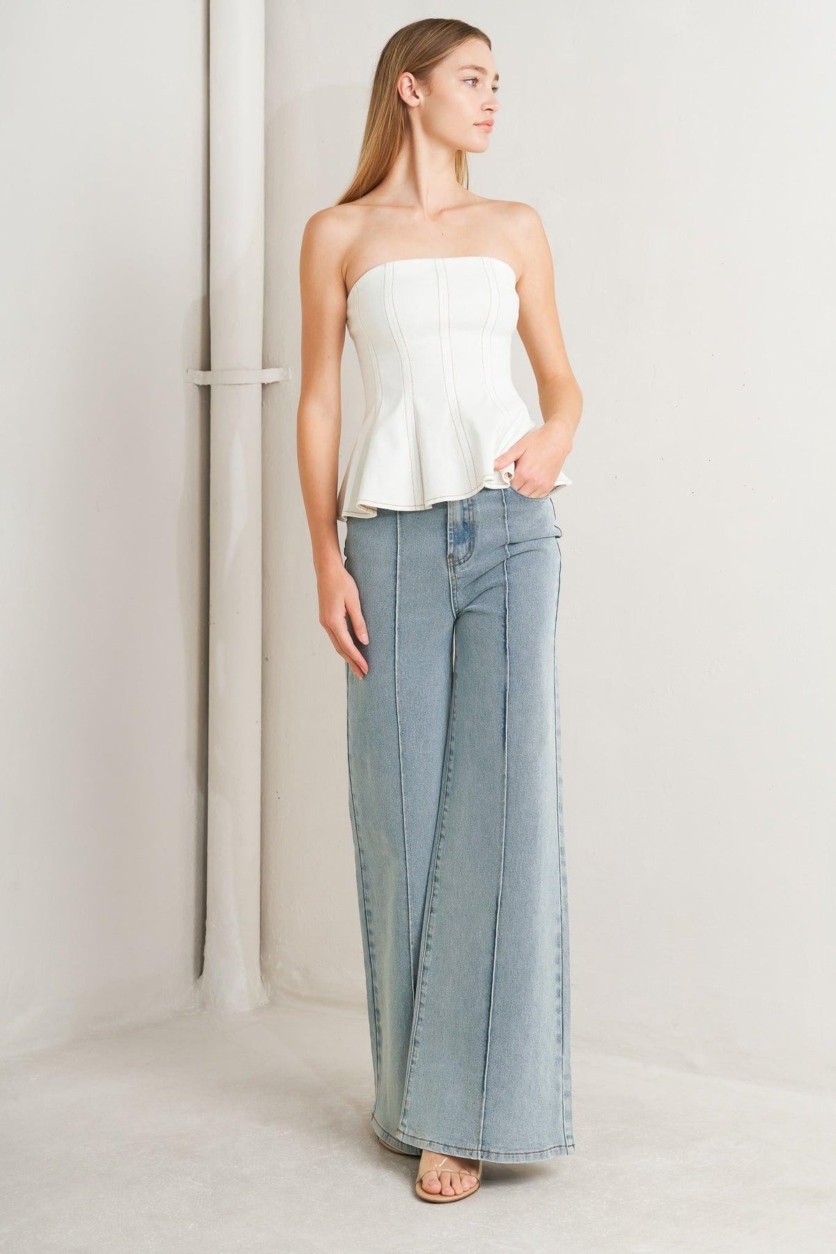 SUBTLE DRAMA WOVEN TOP