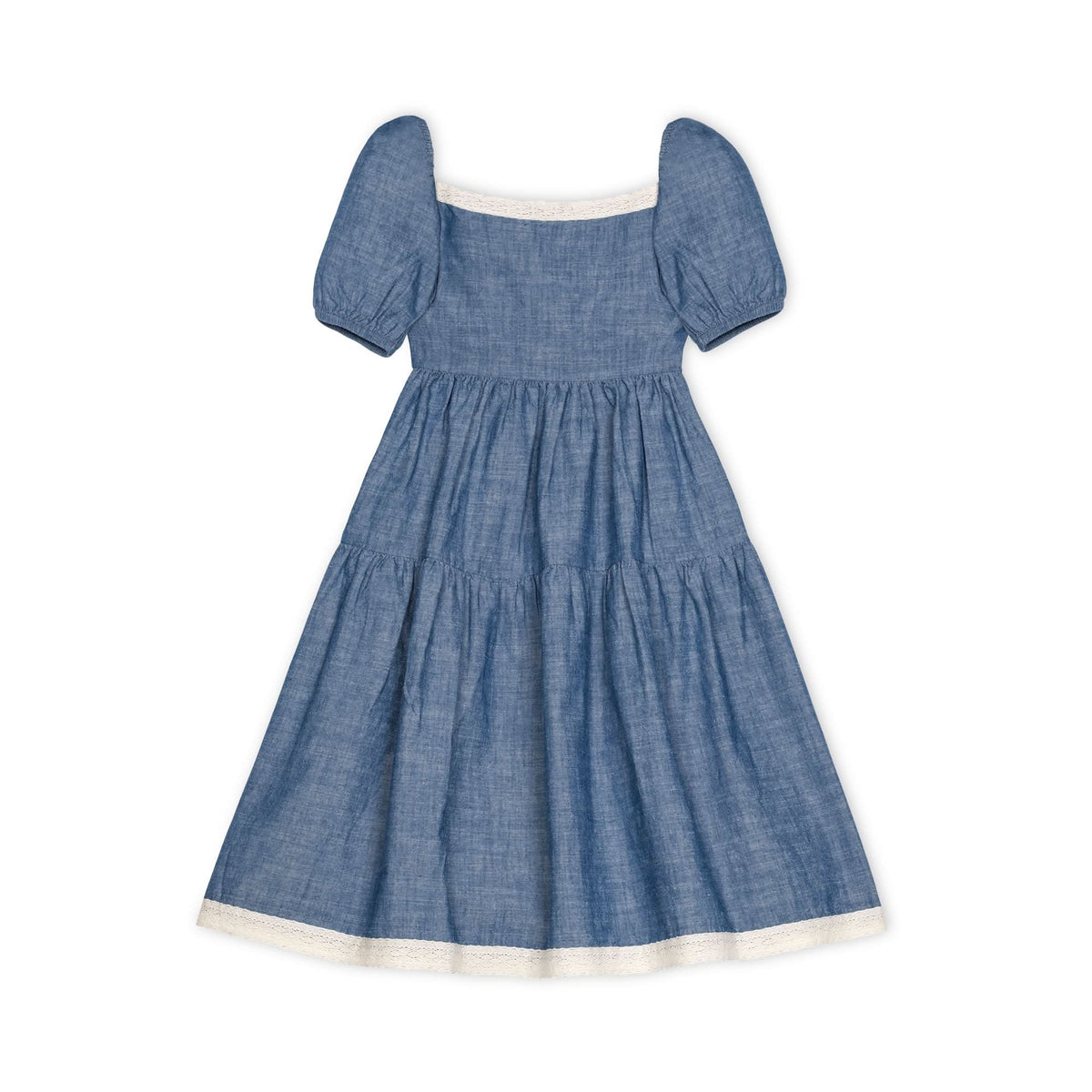 Crochet Trim Organic Chambray Dress