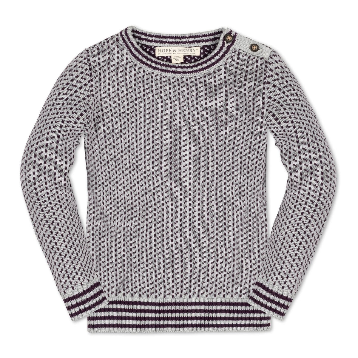 Organic Intarsia Crew Neck Sweater