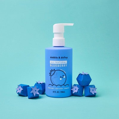 Dabble & Dollop Kids 3-in-1 Shampoo, Body Wash & Bubble Bath Blueberry 10 fl oz - Imperfect Container