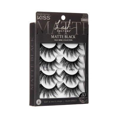 KISS Products Lash Couture Matte Black False Eyelashes Matte Cheviot 8ct - New