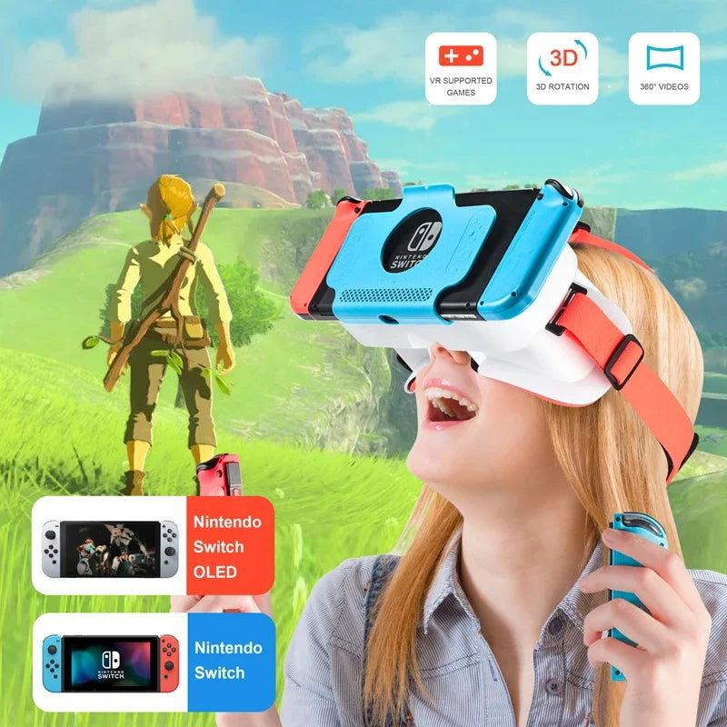 VR Viewing Headset | Adjustable Strap & Lens Settings | Compatible Switch VR Content