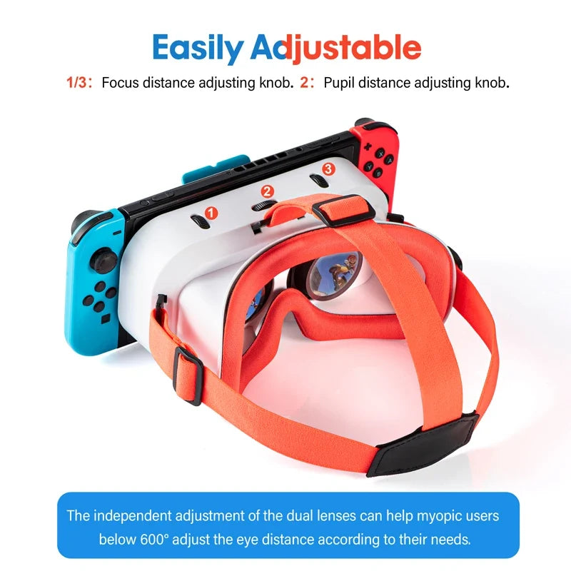 VR Viewing Headset | Adjustable Strap & Lens Settings | Compatible Switch VR Content