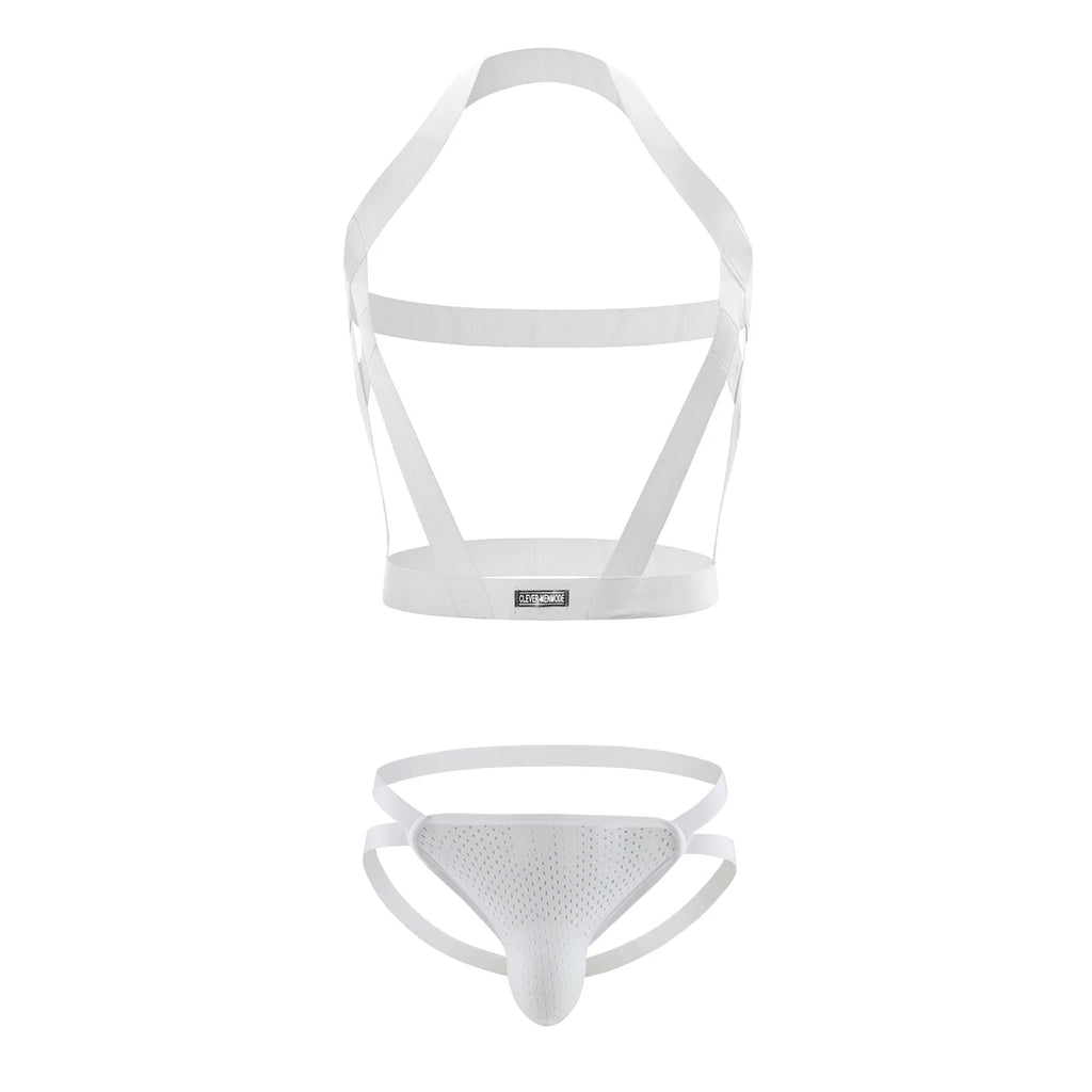 CLEVER-MENMODE Elastic Bondage Harness Mens G-string Thongs Set