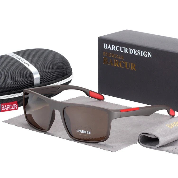 BARCURTR90 Ultralight Polarized Sunglasses for Men Vintage Square Eyewear with UV400 Protection for Summer
