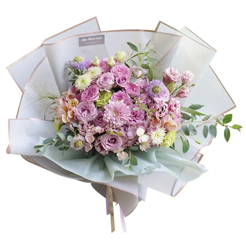 5pcs Flower Wrapping Paper with Golden Border