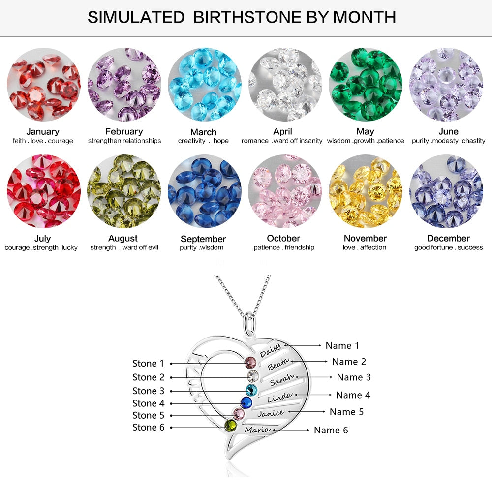 Name Necklace Personalized Birthstone Engrave Name Pendants