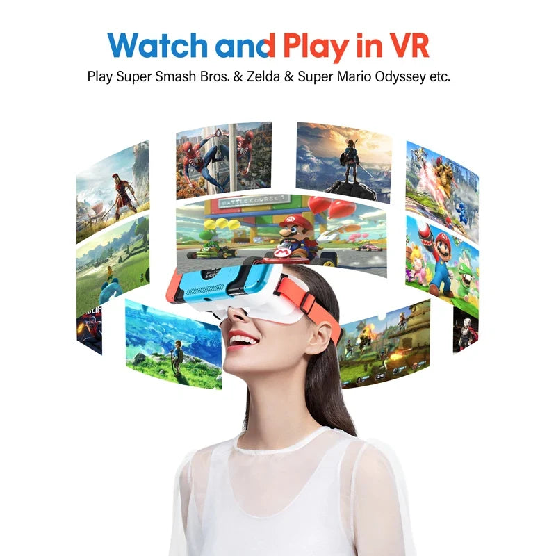 VR Viewing Headset | Adjustable Strap & Lens Settings | Compatible Switch VR Content