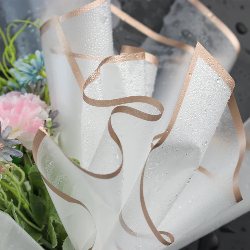 5pcs Flower Wrapping Paper with Golden Border