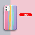 Luxury Rainbow Silicone Case For iPhone 11 X Xr Xs Max Case 12 11 Pro Max 6 6s 7 8 Plus Modern Colorful Shockproof Back Cover Rainbow Color Soft Silicon Back Cover Case