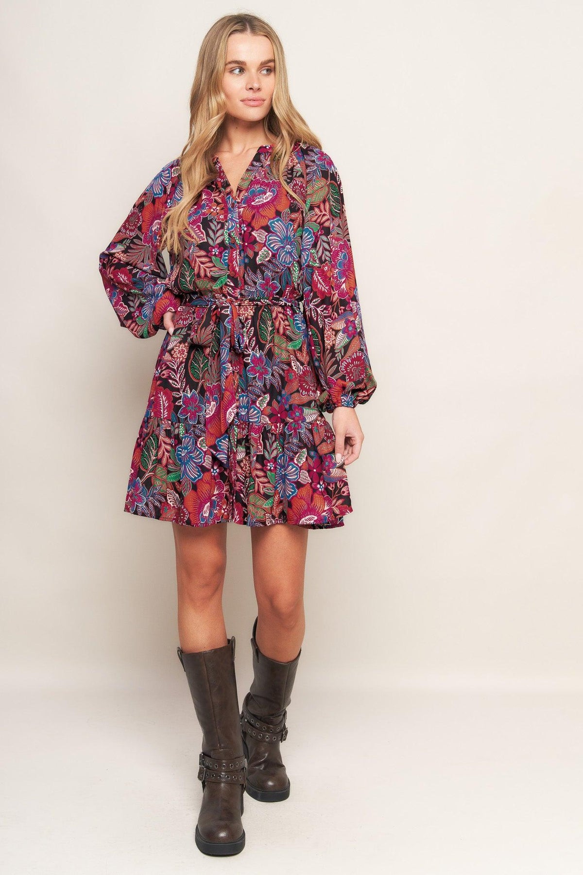 FLORAL BLISS WOVEN MINI DRESS