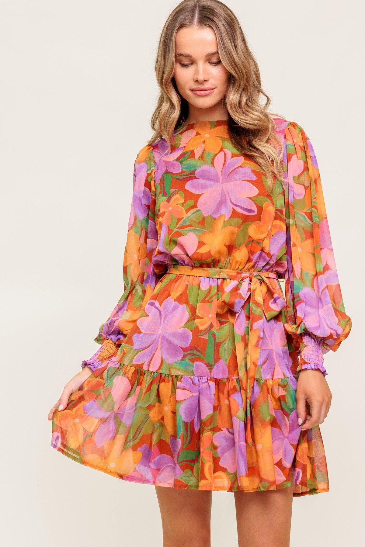 MUTED GARDEN WOVEN MINI DRESS